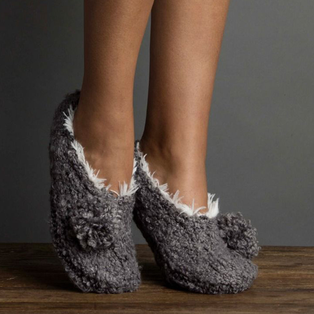 Boucle Pom Bootie Slipper with Faux Fur Flannel